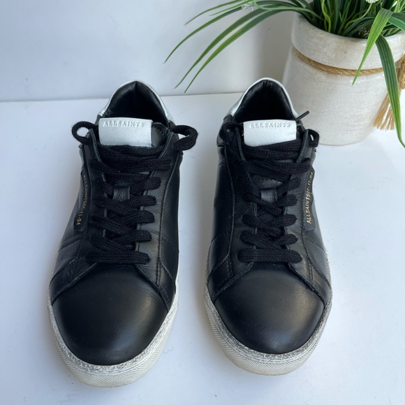 - ALLSAINTS🔴Sheer low top Leather Sneakers 8 Bicolor blackwhite - Picture 2 of 10
